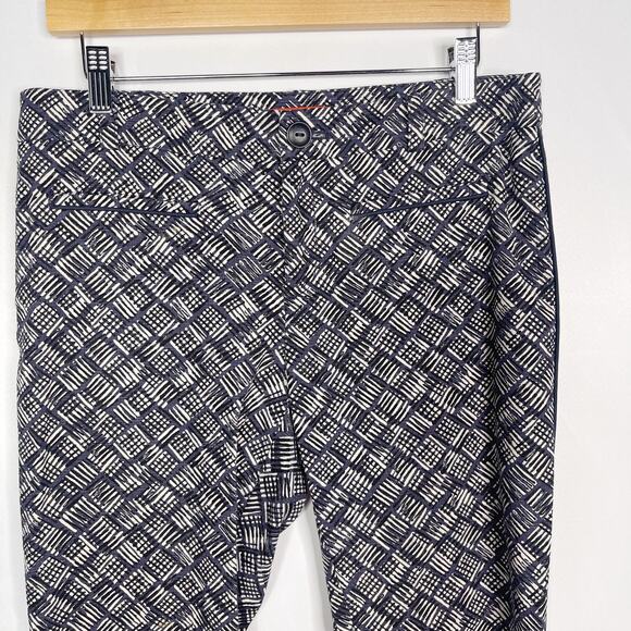 Anthropologie Cartonnier 6 Blue Charlie Trouser Pants Geometric Block Stripe - Picture 3 of 11